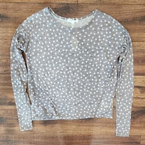 NWT Aeropostale Junior's Long Sleeve Heart Graphic Crew Neck Casual Top Small S